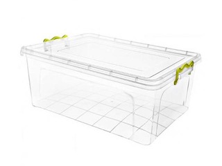 Storage box with cover 26.5 L STRONG BOX 51.5x34.7x22.5, transparent plastic