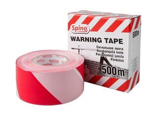 Hazard warning barrier tape, red and white, width 70 mm, 500 m