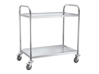 2 shelf stainless steel trolley, without protective rails