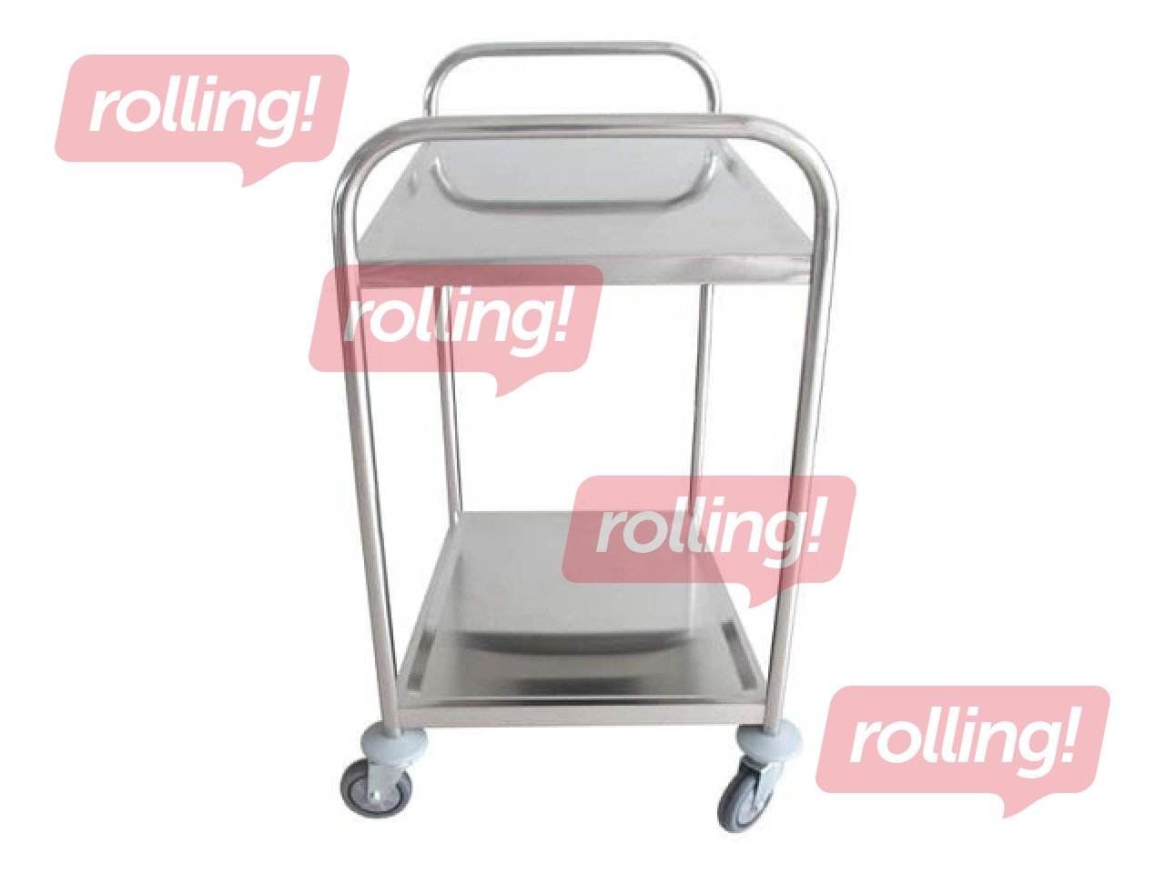 2 shelf stainless steel trolley, without protective rails
