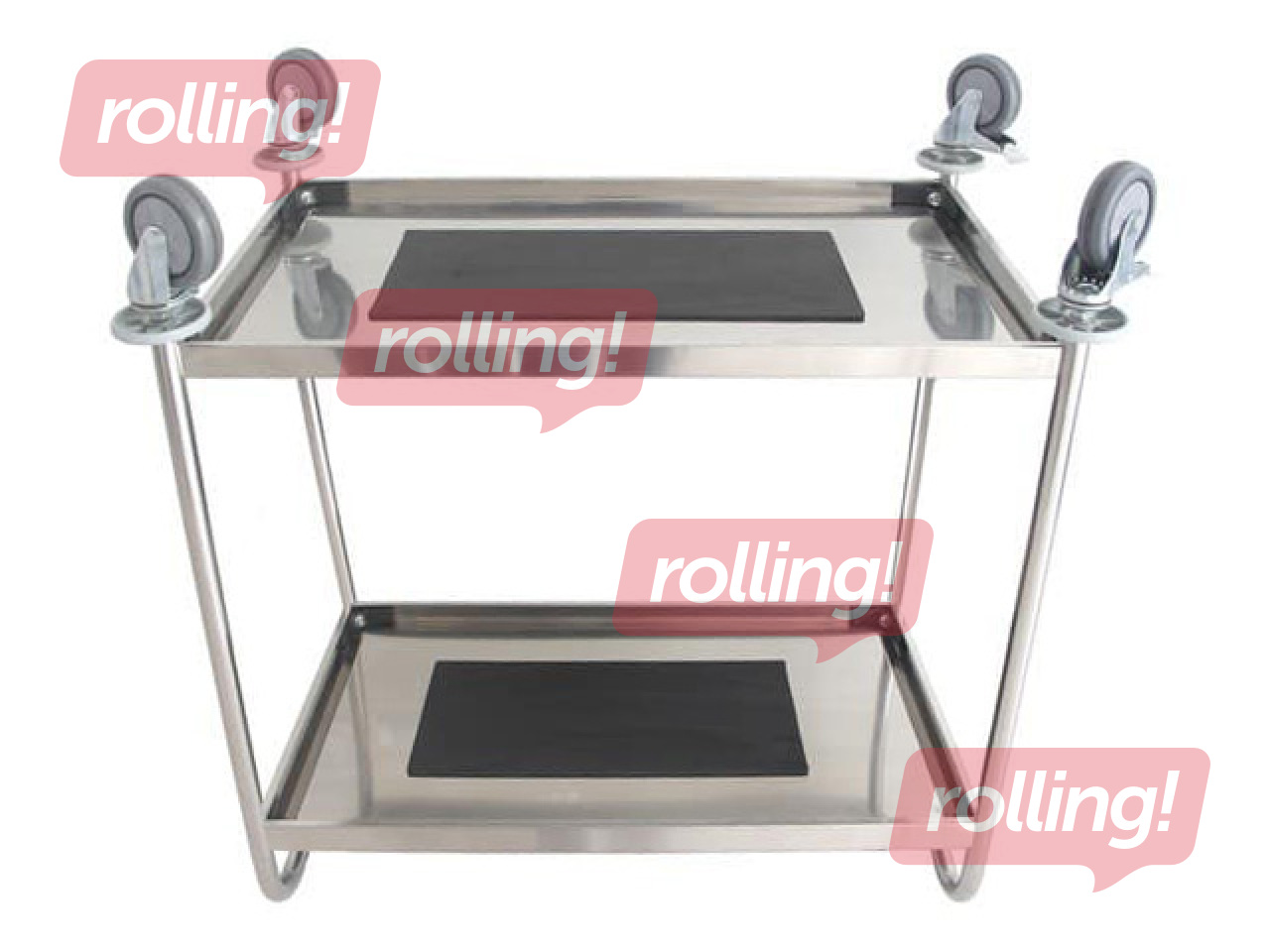 2 shelf stainless steel trolley, without protective rails