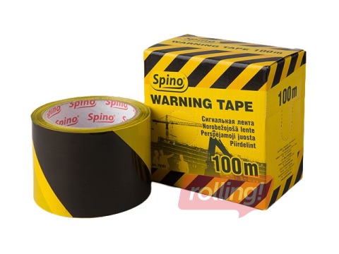 Ohutuslint, kollane/must, 75 mm, 100 m