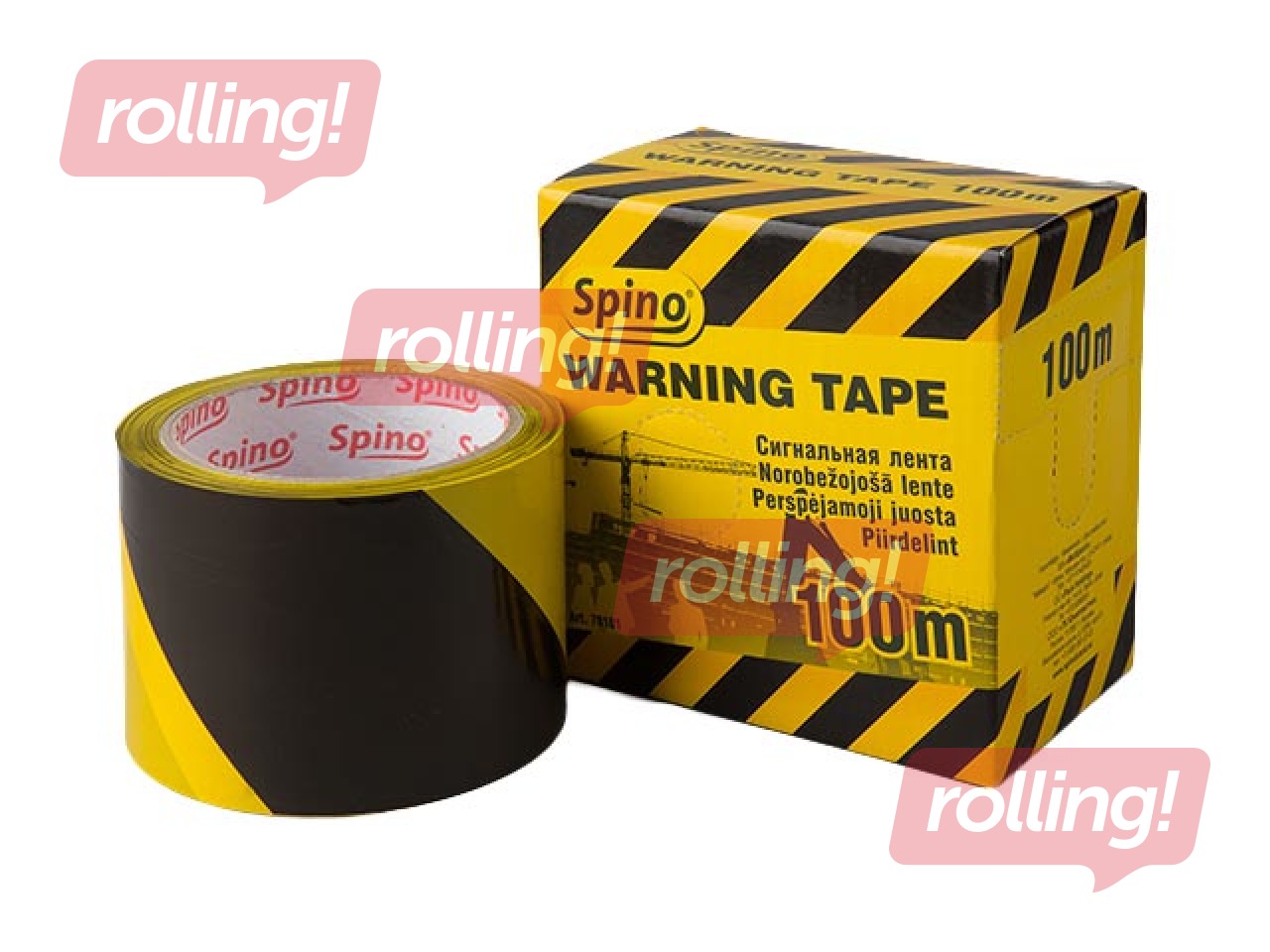 Ohutuslint, kollane/must, 75 mm, 100 m