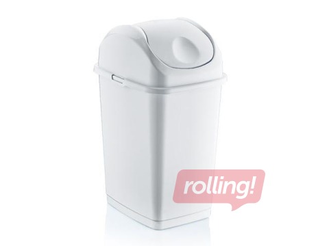 Prügikast kaanega SLIM plastik, valge, 35 l