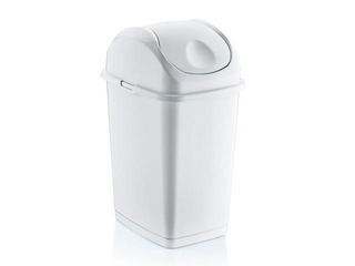 Waste bin with swinging lid SLIM plastic, white, 35 l