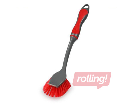 Щетка для посуды с ручкой Toro, 30см, серая с красным