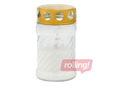 Outdoor candle with cap, Ø6x11cm, glass, white