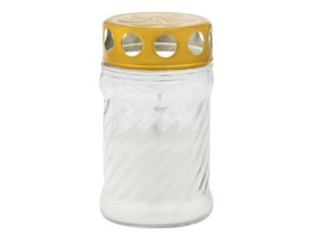 Outdoor candle with cap, Ø6x11cm, glass, white