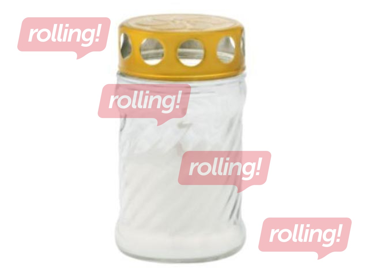 Outdoor candle with cap, Ø6x11cm, glass, white