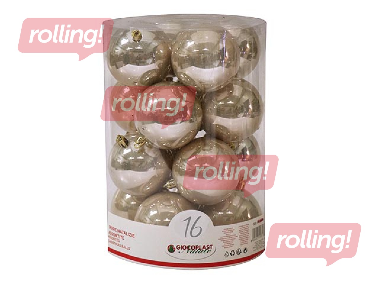 Christmas bulbs, ø8 cm, 16 pcs., champagne color
