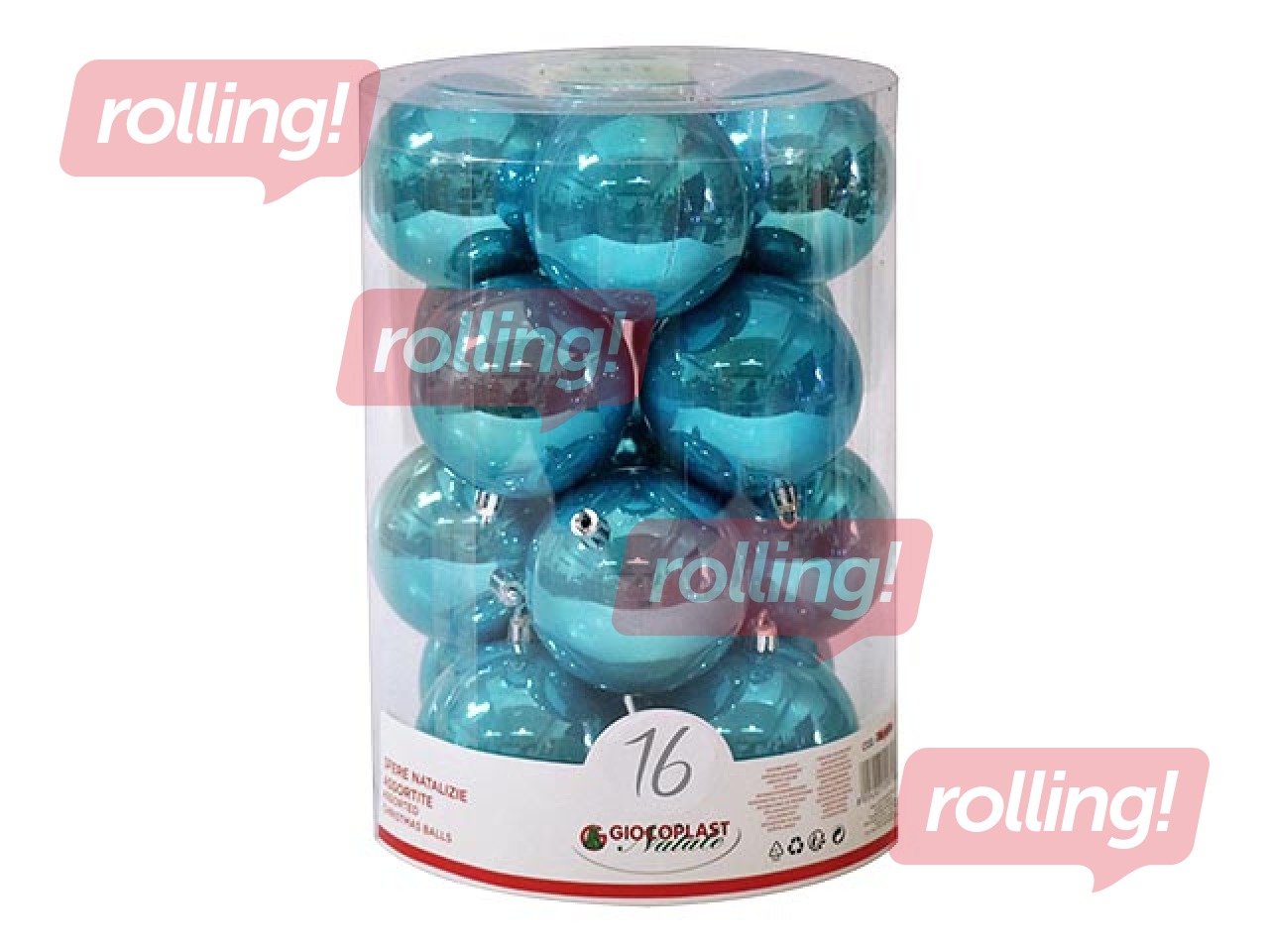 Egles bumbas, ø8 cm, 16 gab., gaiši zilas