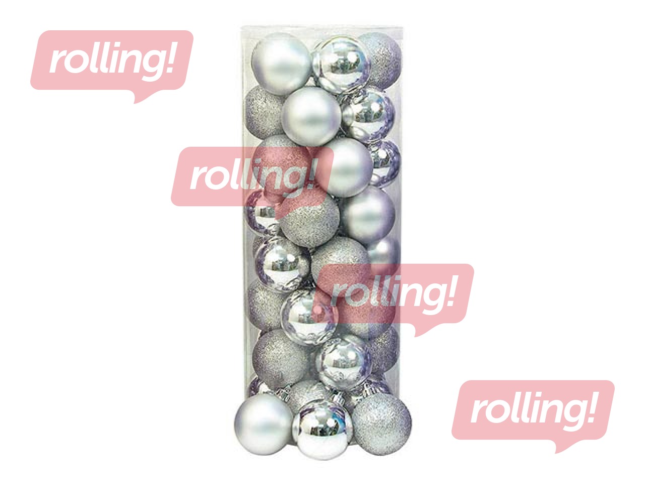 Egles bumbas, ø6 cm, 40 gab., sudraba krāsā