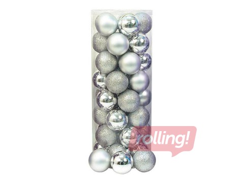 Jõulukuulid, ø 8 cm, 16 tk, hõbedased