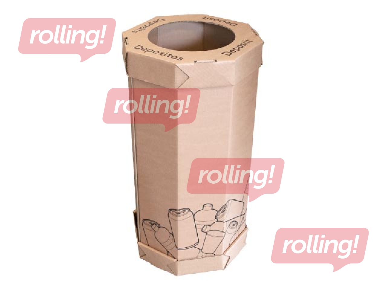 Atkritumu šķirošanas kartona tvertne, depozītam, 360 x 360 x 750 mm