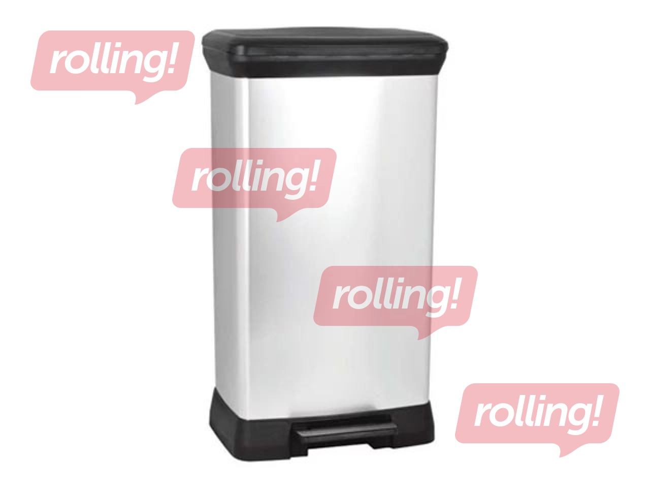 Prügikast pedaaliga Deco Bin, metalliseeritud, hõbedane, 50l