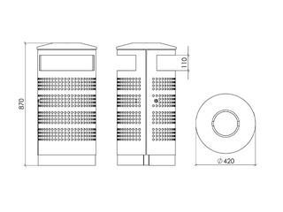 Waste bin with ashtray, 70l