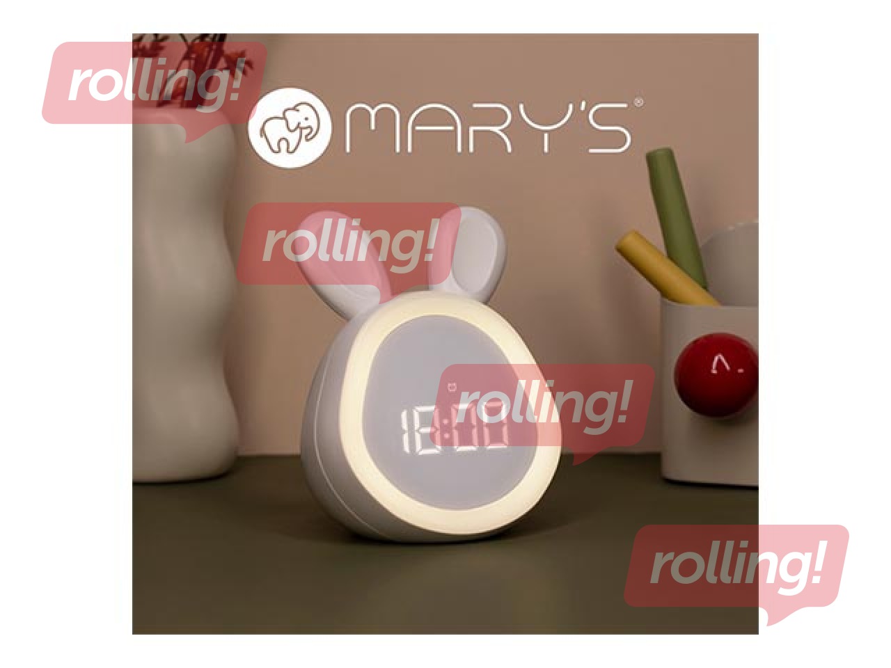 Будильник Mary's, зайчик, белый, перезаряжаемый