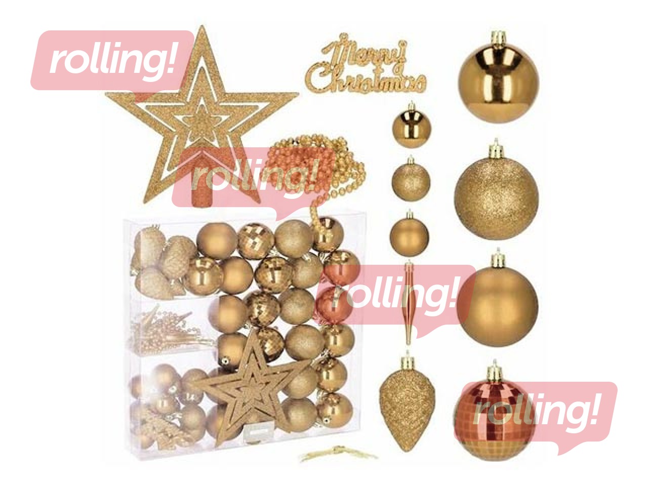 Jõulupuu kaunistused Springos, kuld, 51 tk.