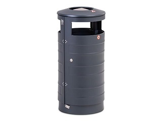 Waste bin with ashtray, grey, 70l