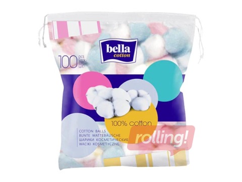 Ватные шарики Bella, Cotton, нестерильные, цветные, 100 шт.