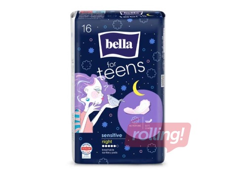 Sanitary pads Bella, for teens, Ultra Night Sensitive, 16 pcs