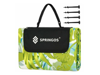 Pikniku ja rannatekk, kokkupandav, rohekates toonides, 200x200cm