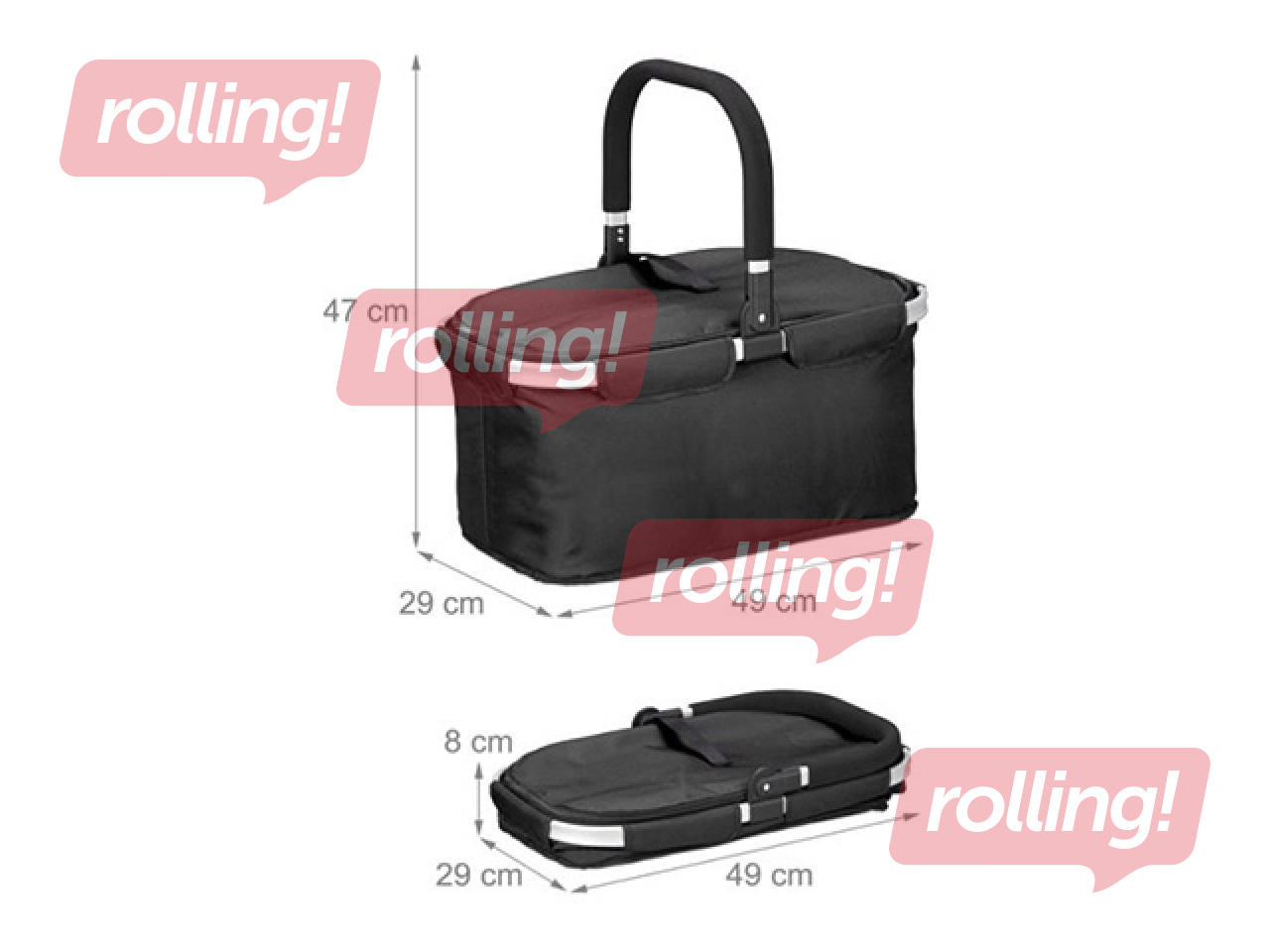 Piknika grozs TORO, ar rokturi un vāku, 49x29x28cm