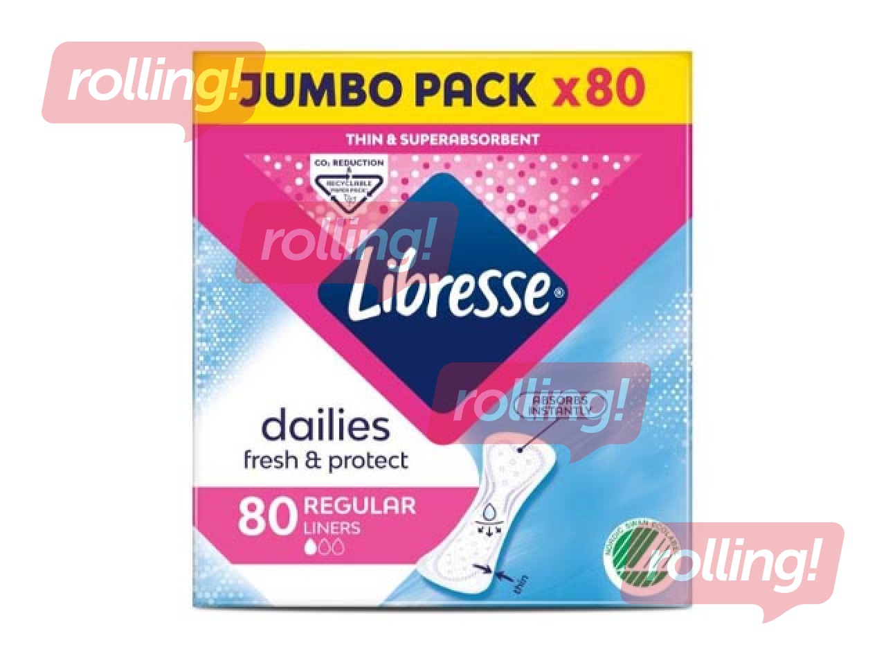 Ikdienas ieliktnīši Libresse Normal Regular Jumbo, 80 gab.