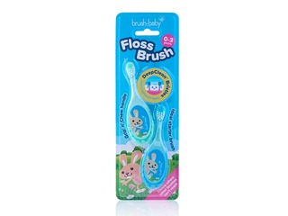Flossbrush Toothbrush Brush-Baby, 0–3 Years, Twin Pack