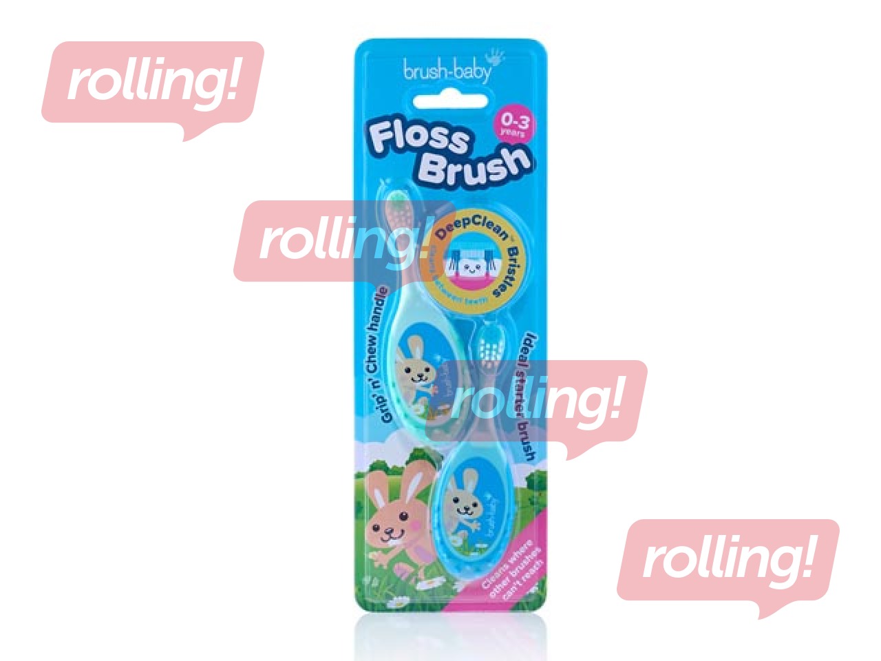 Zobu birste Flossbrush Brush-baby, 0-3 gadi, dubultpaka