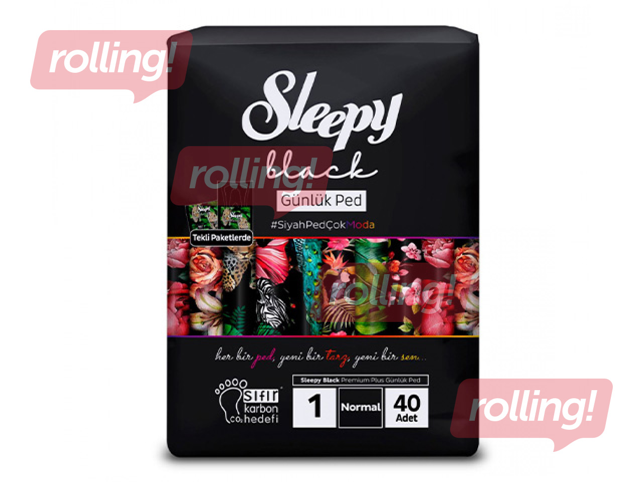 Ежедневные прокладки Sleepy, Black, Normal, 40 шт.