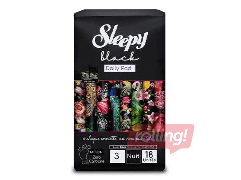 Hügieenisidemed Sleepy, Black, Night, 18 tk