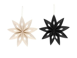 Decoration Winteria, Felt Star, White or Black, Ø32cm