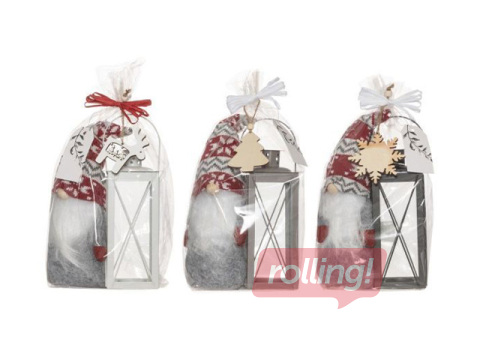 Gift Set Lantern, Gnome, Wooden Decoration, Various Colors, 30cm