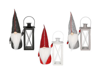 Gift Set Lantern, Gnome, Wooden Decoration, Various Colors, 30cm