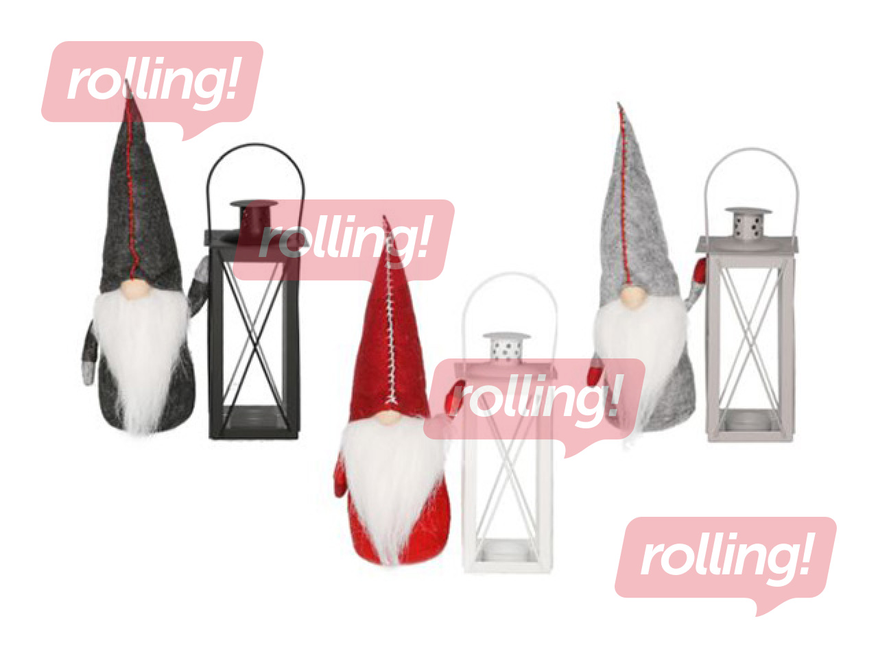 Gift Set Lantern, Gnome, Wooden Decoration, Various Colors, 30cm