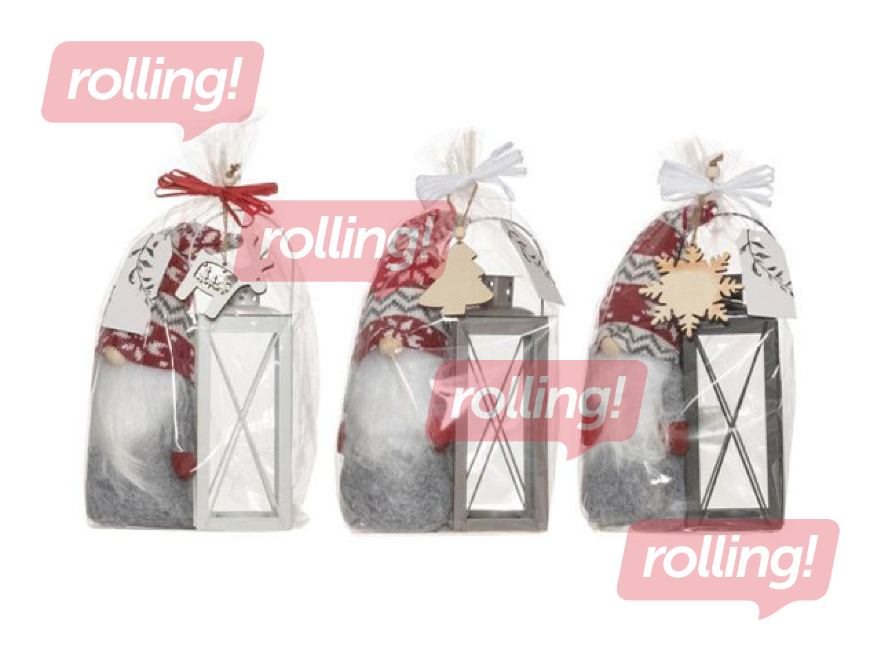 Kinkekomplekt Laterna, päkapikk, puidust dekoratsioon, erinevad värvid, 30cm