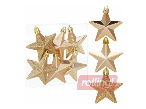 Jõulupuu kaunistused Springos, tähed, kuldsed, 6 tk