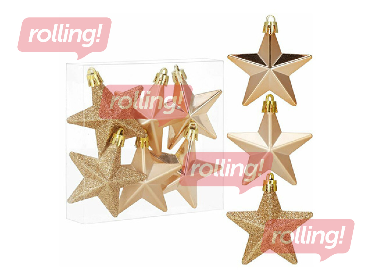 Jõulupuu kaunistused Springos, tähed, kuldsed, 6 tk