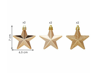 Jõulupuu kaunistused Springos, tähed, kuldsed, 6 tk