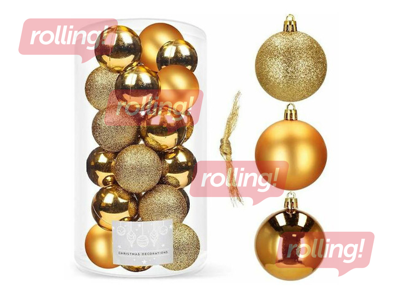 Jõulupuu kaunistused Springos, pallid, kuldsed, 20 tk