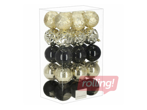 Ёлочные украшения Springos, шары, чёрно-золотые, 30 шт.