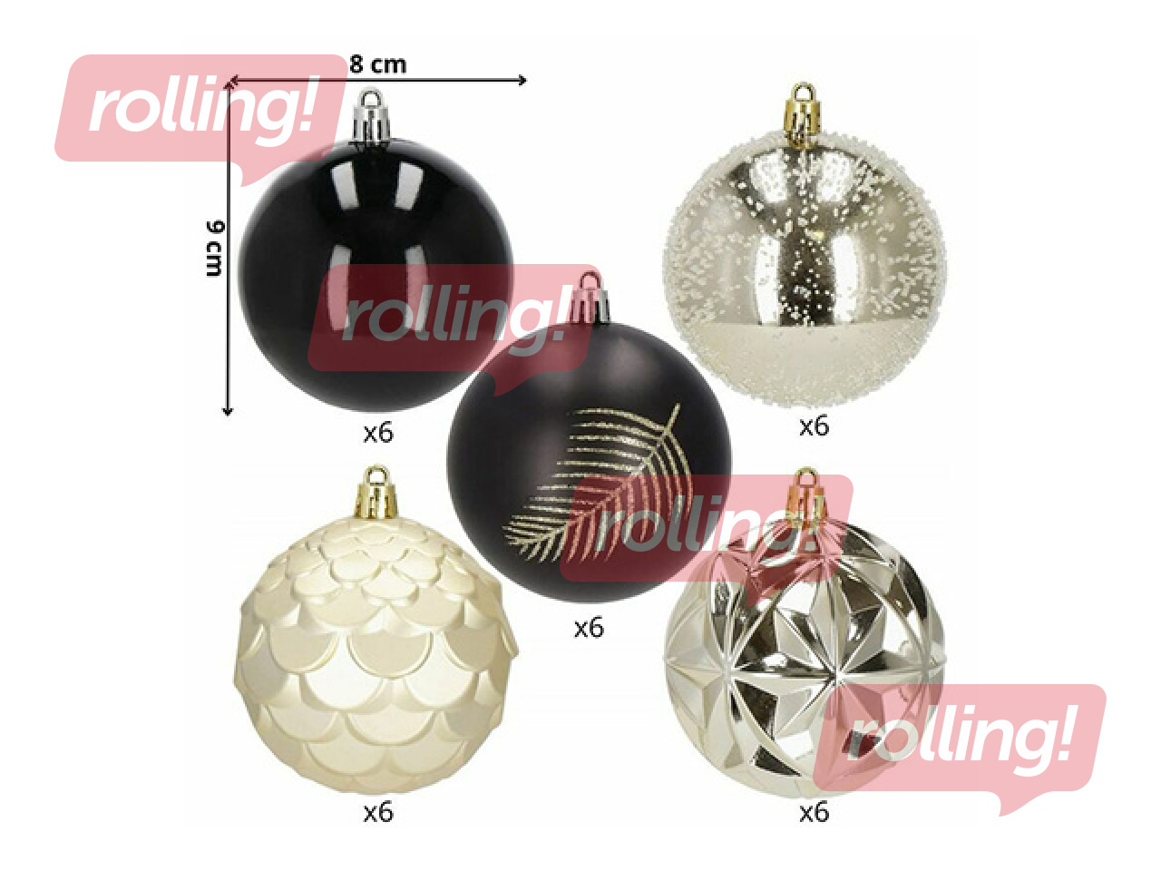 Ёлочные украшения Springos, шары, чёрно-золотые, 30 шт.