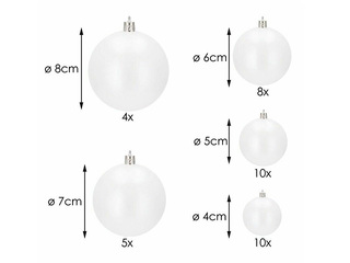 Jõulupuu kaunistused Springos, pallid, valged, 37 tk