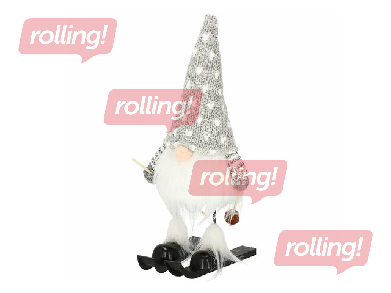 Ziemassvētku dekors Springos, rūķis ar slēpēm, 33cm