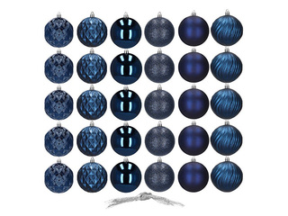 Christmas tree ornaments Springos, baubles, dark blue, 30pcs.