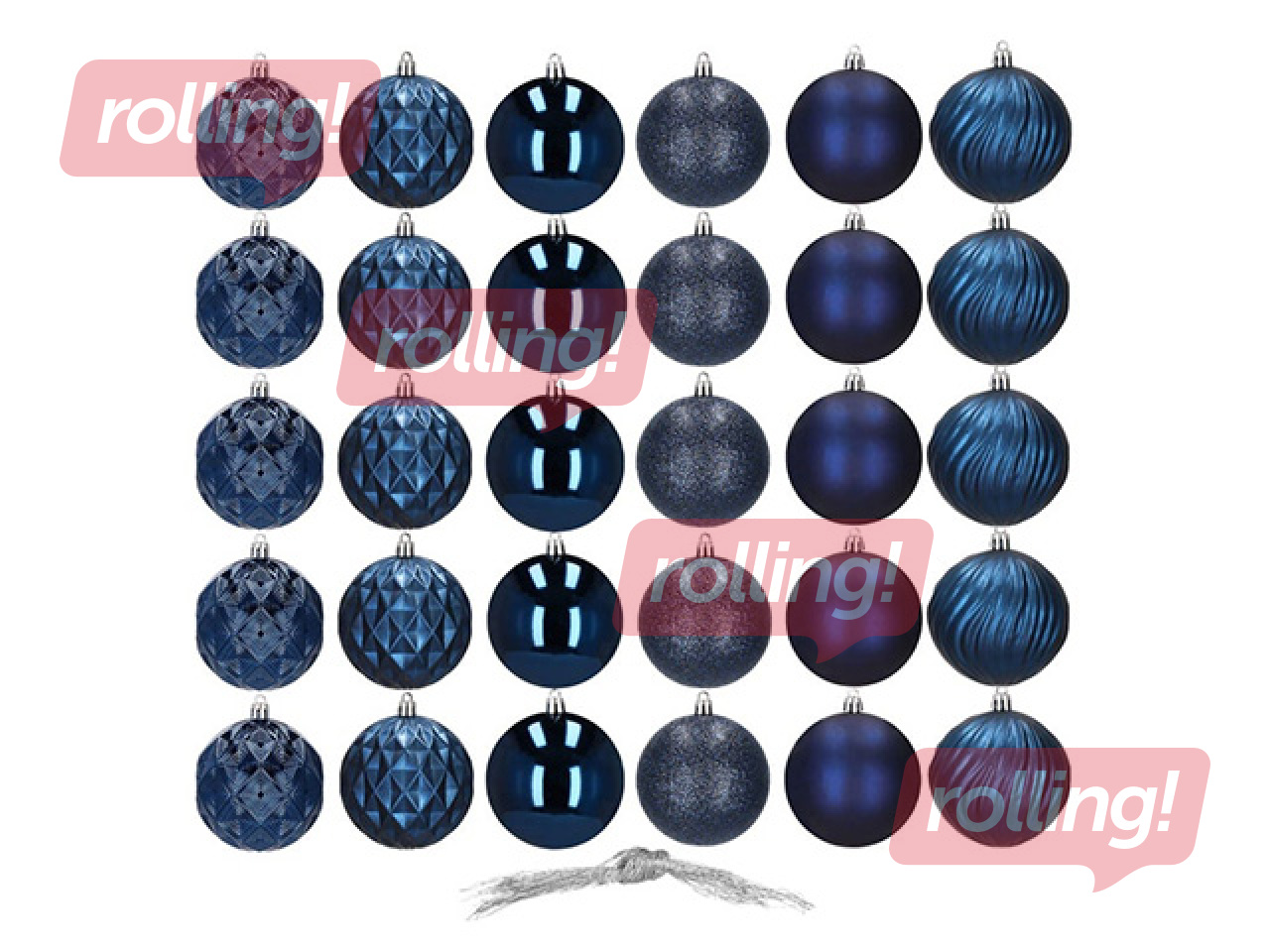 Christmas tree ornaments Springos, baubles, dark blue, 30pcs.