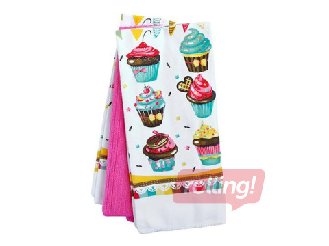 Kitchen towel set, cupcake, 3pcs.