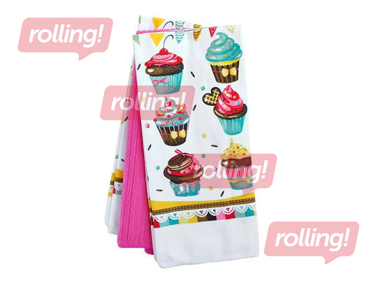 Kitchen towel set, cupcake, 3pcs.