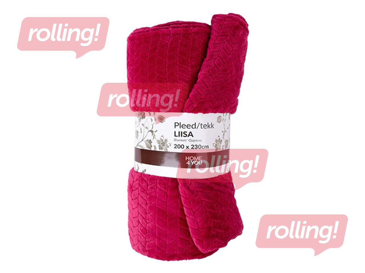 Plaid Liisa XL, raspberry red, 200x230cm